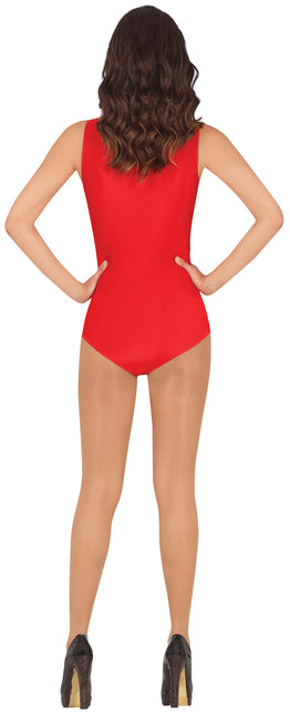 Röd ärmlös leotard för kvinnor