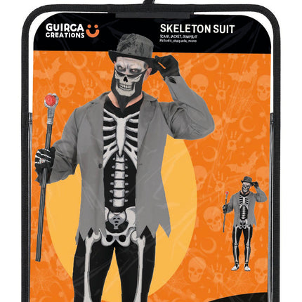 Halloween Kostuum Wit Zwart Heren Skelet 3 delig