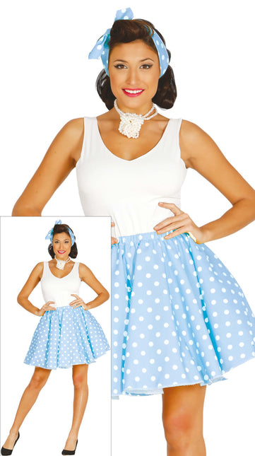Grease Kostym Dam Blå