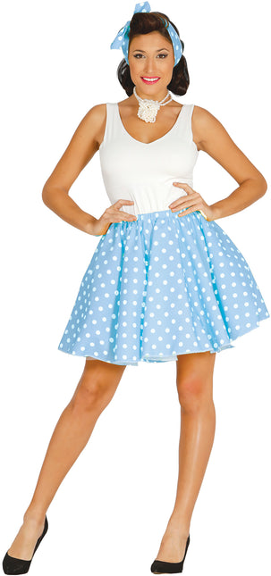 Grease Kostym Dam Blå