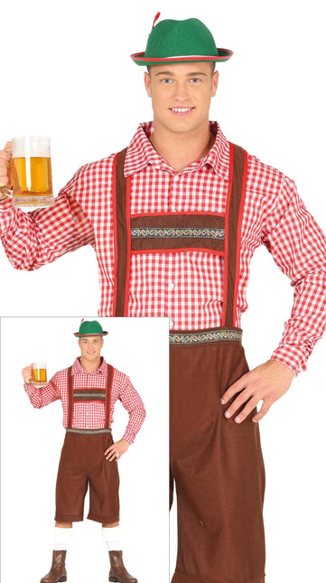 Oktoberfest Kostym Röd Brun Män