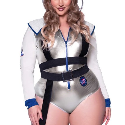 Astronautdräkt Vit Silver Bodysuit Dam Leg Avenue