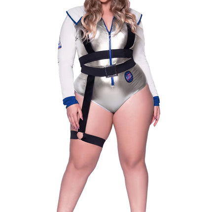 Astronautdräkt Vit Silver Bodysuit Dam Leg Avenue