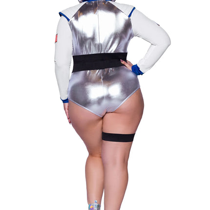 Astronautdräkt Vit Silver Bodysuit Dam Leg Avenue