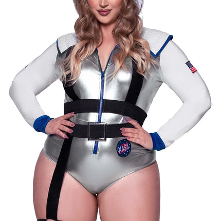 Astronautdräkt Vit Silver Bodysuit Dam Leg Avenue