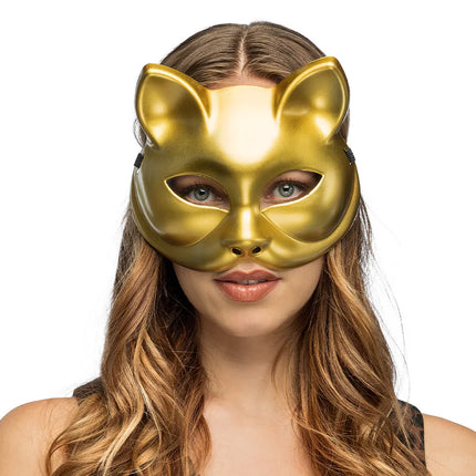Halvmask Kitty guld