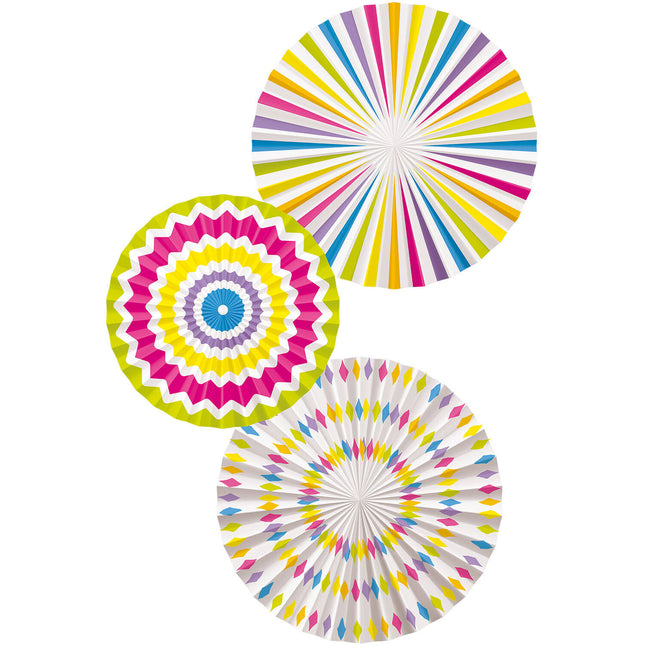 Pappersfläktar/Rooms Mångfärgade - 3 st