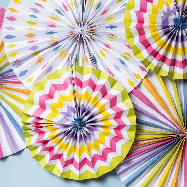 Pappersfläktar/Rooms Mångfärgade - 3 st