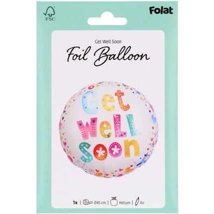 Folieballon Get Well Soon Bloemen - 45cm