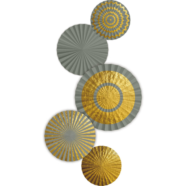 Pappersfläktar Golden Dawn - 5 stycken