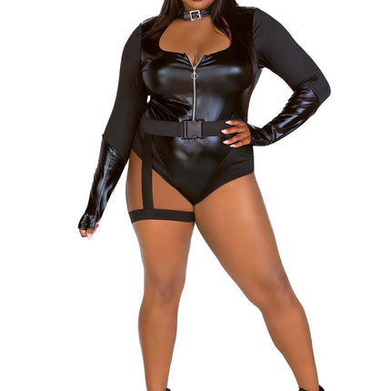 Catwoman Kostym Svart Bodysuit för damer Leg Avenue