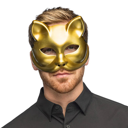 Halvmask Kitty guld