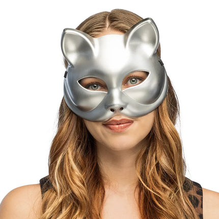 Halvmask Kitty silver