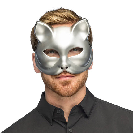 Halvmask Kitty silver