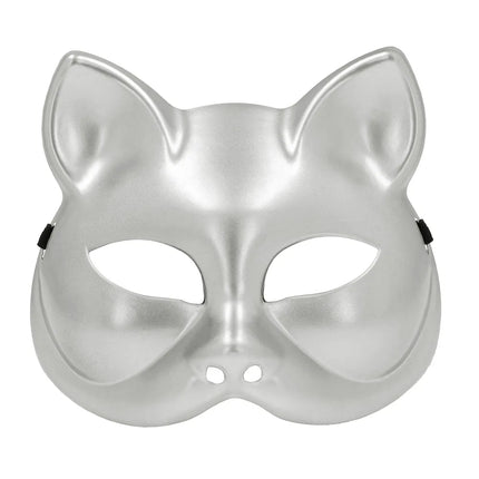 Halvmask Kitty silver