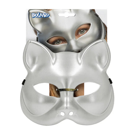 Halvmask Kitty silver