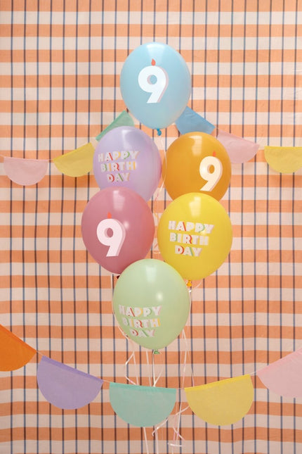 9 Jaar Ballonnen 30cm 6st van Partydeco koop je bij Partywinkel