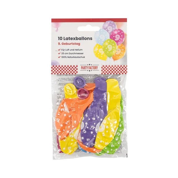 9 Jaar Ballonnen Gekleurd 30cm 10st van VDV Benefit koop je bij Partywinkel
