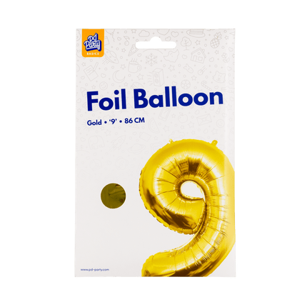 9 Jaar Cijfer Ballon Goud Leeg 86cm van Paper Dreams koop je bij Partywinkel