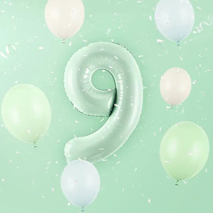 9 Jaar Cijfer Ballon Mintgroen Leeg 72cm van Partydeco koop je bij Partywinkel