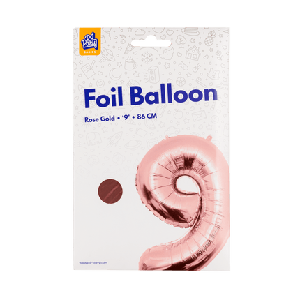 9 Jaar Cijfer Ballon Rose Goud Leeg 86cm van Paper Dreams koop je bij Partywinkel