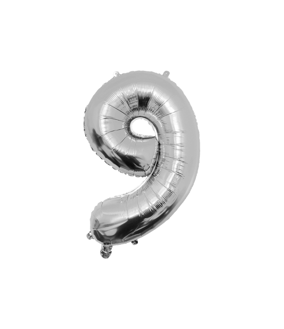 9 Jaar Cijfer Ballon Zilver Leeg 86cm van Paper Dreams koop je bij Partywinkel