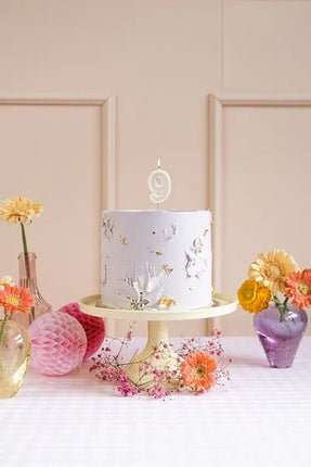 9 Jaar Kaars Beige 10cm van Partydeco koop je bij Partywinkel