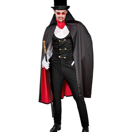 Halloween-kostym, röd och svart vampyr, 4-delad