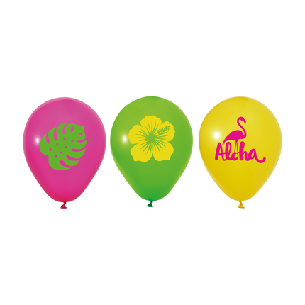 Hawaii-ballonger, färgade, Aloha, 30 cm, 6 st