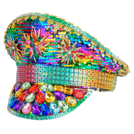 Regnbågsmössa paljetter