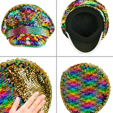 Regnbågsmössa paljetter