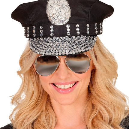 Polismössa Svart Stras Stones