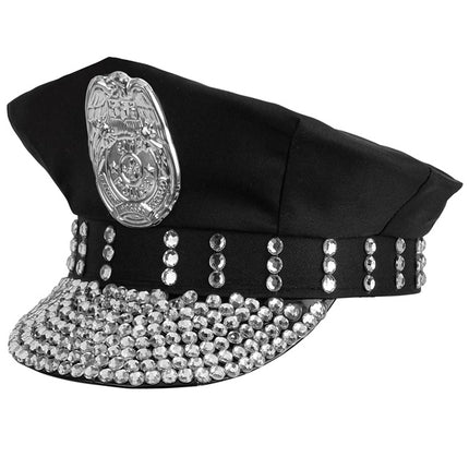 Polismössa Svart Stras Stones