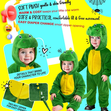 Dinosaurie-onesie för barn i sammet