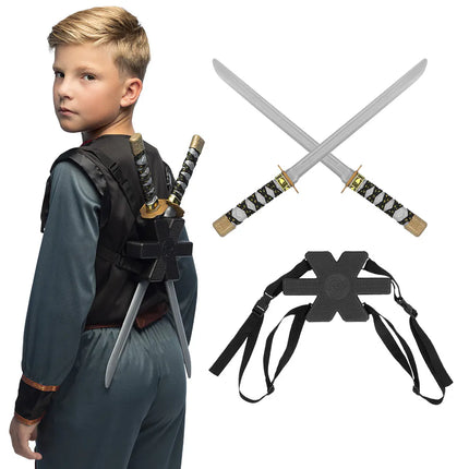 Set med 2 ninjasvärd med hållare (52 cm)