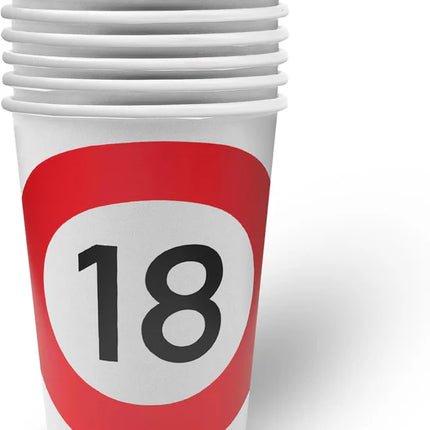 18 år – koppar med trafikskyltmotiv, 250 ml, 8 st