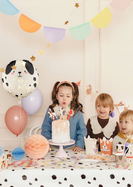 Folieballong rund Hund Happy Birthday, 35x35 cm, mix