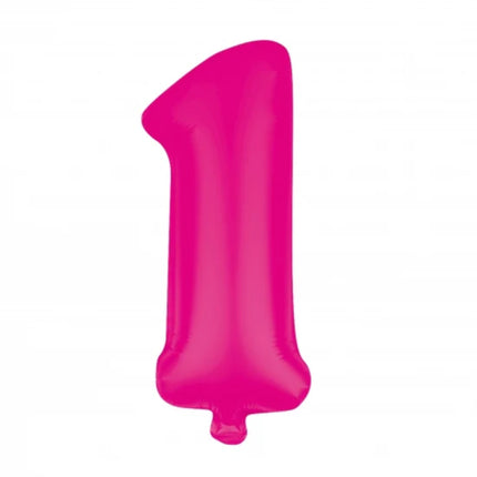 1-siffrig ballong, rosa, tom, 85 cm