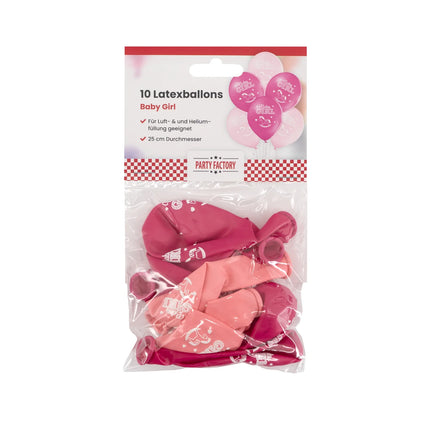 Rosa ballonger, Baby Girl, 30 cm, 10 st