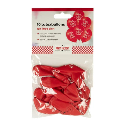 Röda ballonger ”Ich Liebe Dich”, 30 cm, 10 st