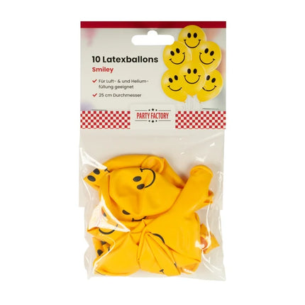 Smiley-ballonger 30 cm, 10 st