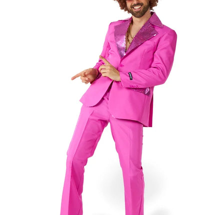 Diskodräkt för herrar, rosa, 2-delad