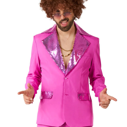 Diskodräkt för herrar, rosa, 2-delad