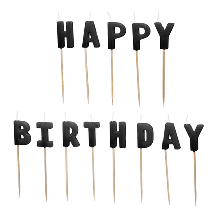 Happy Birthday födelsedagsljus, 2,5 cm, svart