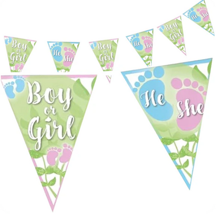 Gender Reveal-girland, grön, 4 m