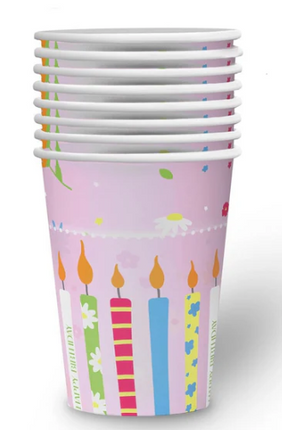 Rosa muggar med ljus, 250 ml, 8 st
