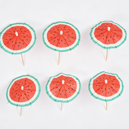 Hawaii-parasollpinnar, vattenmelon, 8 cm, 6 st