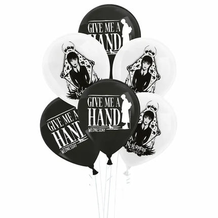 Wednesday-ballonger, svartvita, 10 st