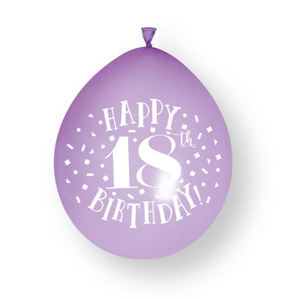 10 st ”Happy 18th Birthday”-ballonger i latex, 23 cm