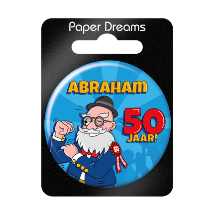 Abraham Button 50 Jaar 5,5cm van Paper Dreams koop je bij Partywinkel
